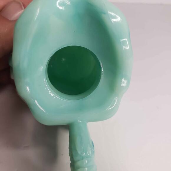 Avon Jadeite Green Swirl Milk Glass Pitcher - Picture 2 of 10